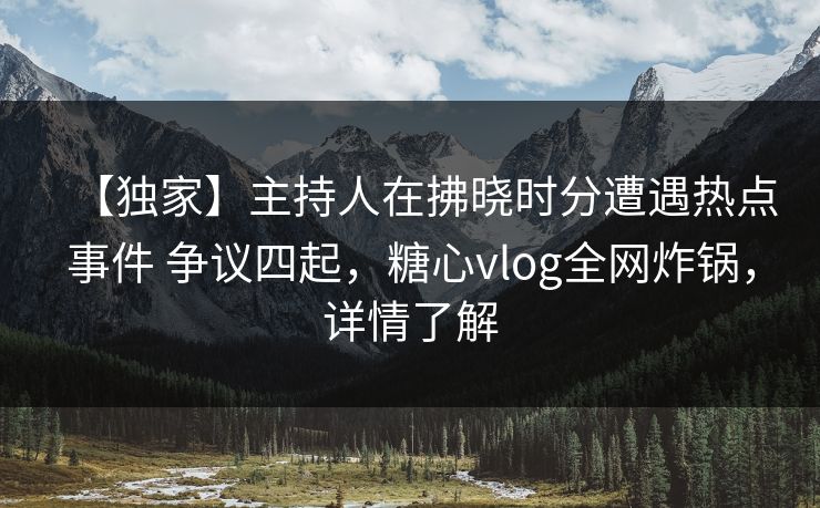 【独家】主持人在拂晓时分遭遇热点事件 争议四起，糖心vlog全网炸锅，详情了解